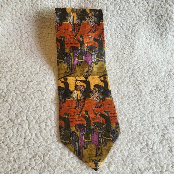 AUDREY BUCKNER men's tie, 4 Horsemen of the Apocolypse, 100% European Silk, 56" - Picture 1 of 4
